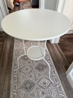 IKEA Round White Metal Accent Side Table